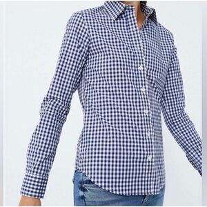 Untuckit Belleza Gingham Button Down Collared Shirt Sz 0 (XS) Reg Womens Blue &